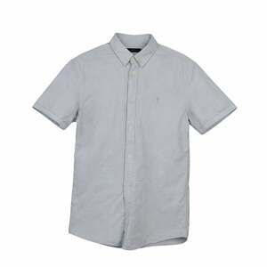 AllSaints Huntingdon Short Sleeve Grey Cotton Slim Fit Button Down Shirt